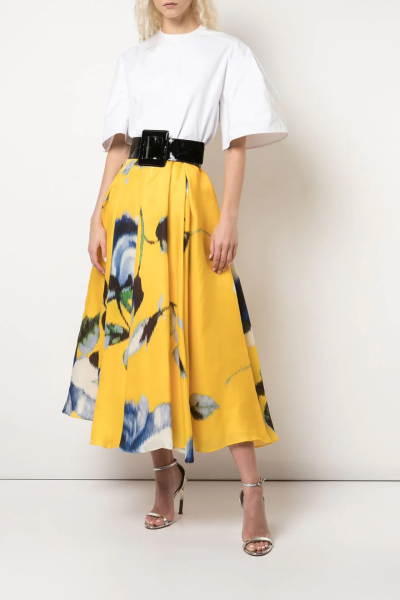 Image 3 of Carolina Herrera Yellow floral print skirt