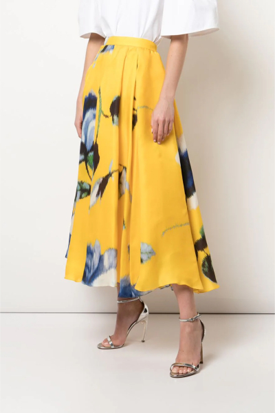 Image 4 of Carolina Herrera Yellow floral print skirt