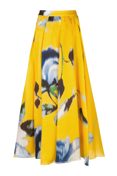 Image of Carolina Herrera Yellow floral print skirt
