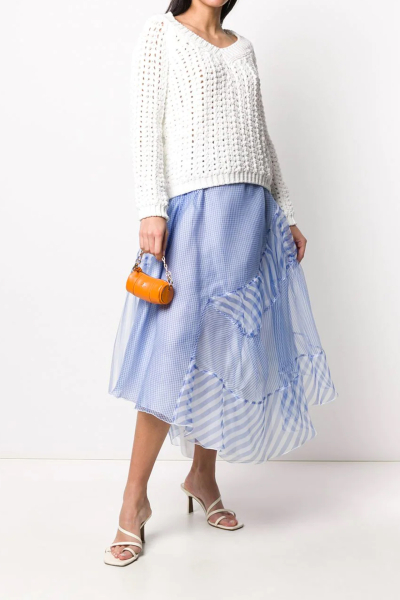 Image 2 of Ermanno Scervino Vichy blue plaid skirt