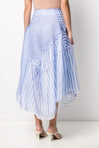 Image 4 of Ermanno Scervino Vichy blue plaid skirt