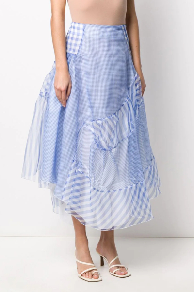 Image 3 of Ermanno Scervino Vichy blue plaid skirt