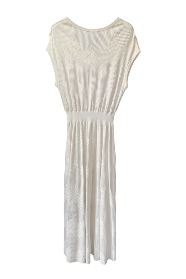 Chanel White fine-knit ribbed knit dress White