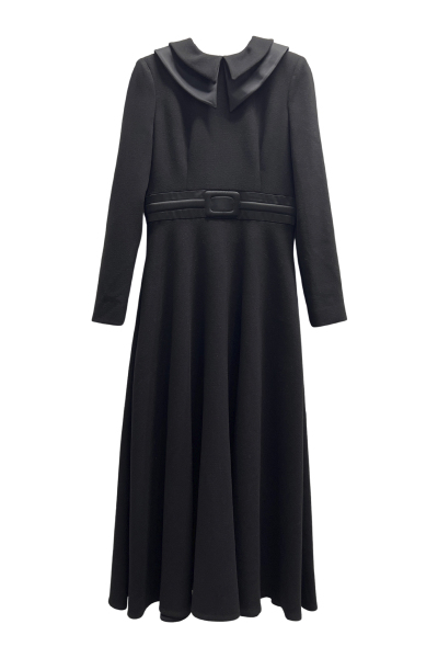 Image of Azzure di Arrune Black wool midi dress