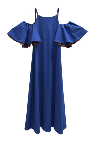Anna October Blue maxi dress with flounce sleeves Light blue