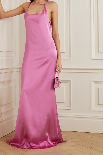 Image 2 of Jacquemus Pink Mentalo open-back satin maxi dress