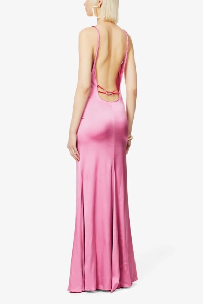 Image 6 of Jacquemus Pink Mentalo open-back satin maxi dress