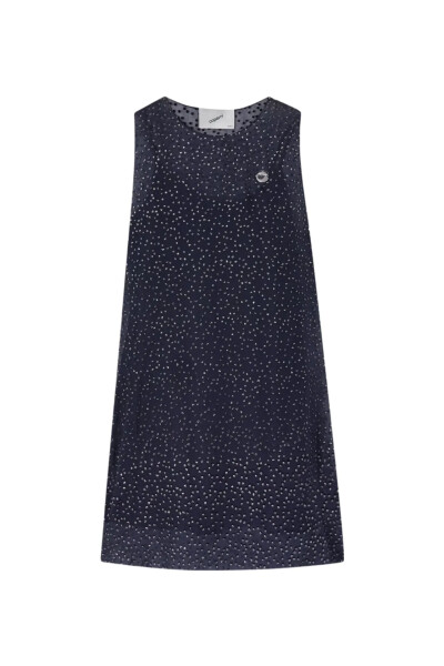 Image of Coperni Midnight blue glittered silk-chiffon mini dress