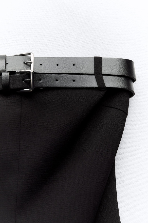 ZARA Black strapless jumpsuit with belts Black