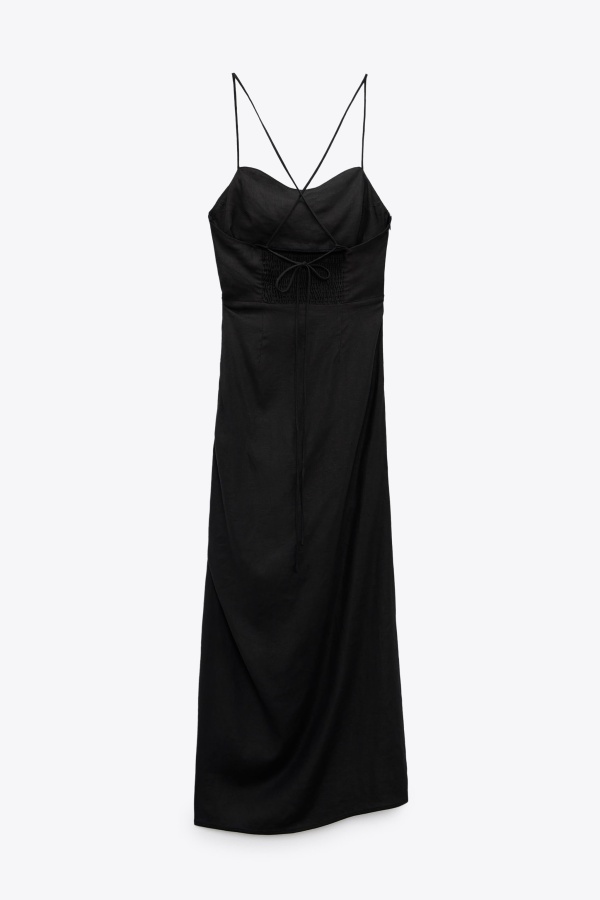 ZARA Black linen dress Black