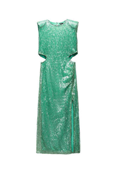 Image of ZARA Green sequinned midi dress