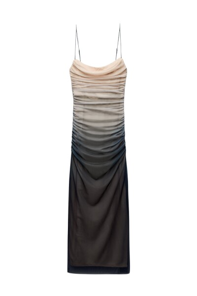 Image of ZARA Grey printed tulle dress
