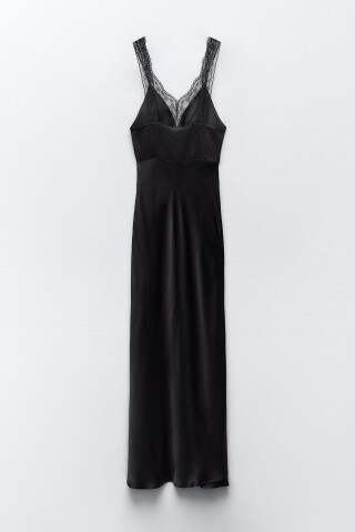 ZARA Black lace-trimmed dress Black