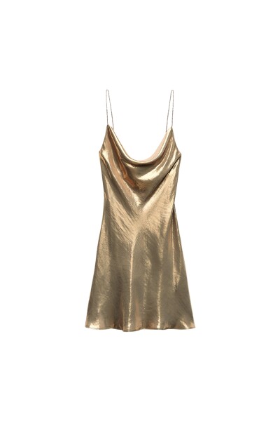 Image of ZARA Gold metallic mini dress