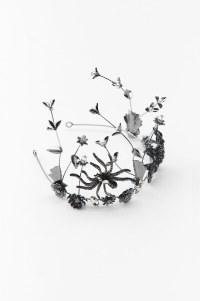 Image 3 of ZARA Grey metallic floral headband