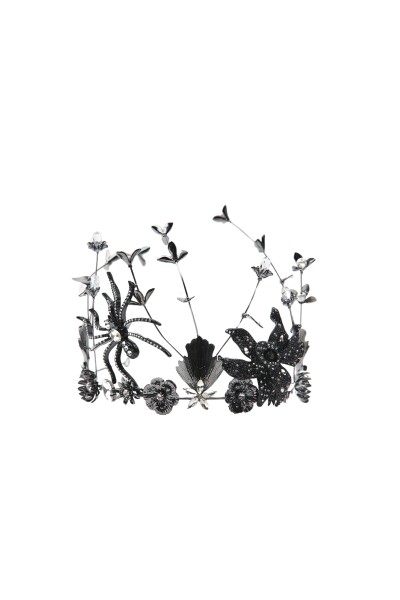 Image of ZARA Grey metallic floral headband