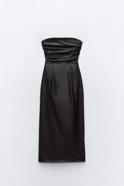Image 4 of ZARA Black leather effect dress