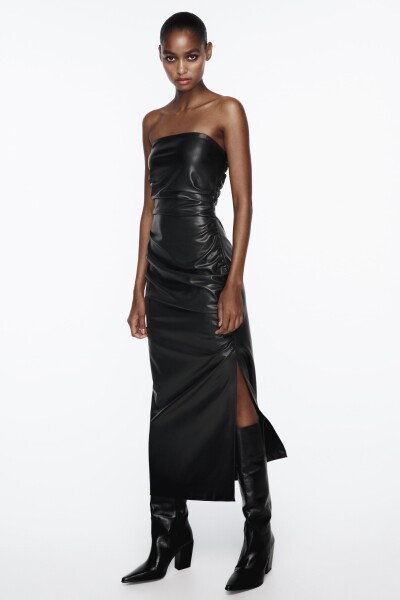 Image 2 of ZARA Black leather effect dress