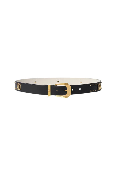 Image of Versace Black Versace Medusa Heritage Studded Leather Belt