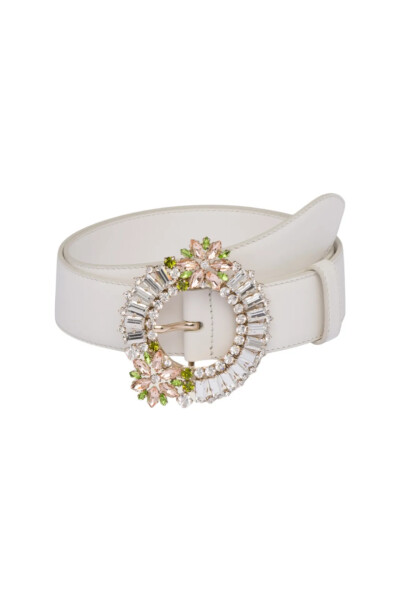 Image of Miu Miu White calfskin jewelry belt