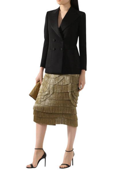 Image 6 of Dolce & Gabbana Gold silk skirt with fringe