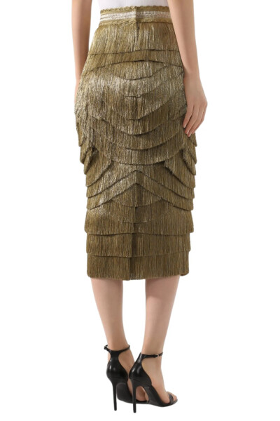 Image 4 of Dolce & Gabbana Gold silk skirt with fringe