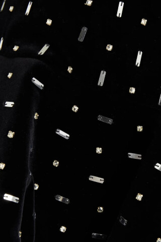 Valentino Black embellished fluted cotton-velvet shorts Black