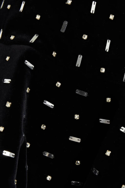 Image 4 of Valentino Black embellished fluted cotton-velvet shorts