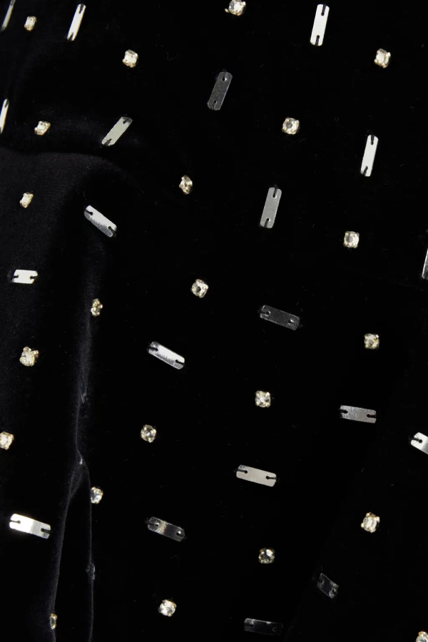 Valentino Black embellished fluted cotton-velvet shorts Black