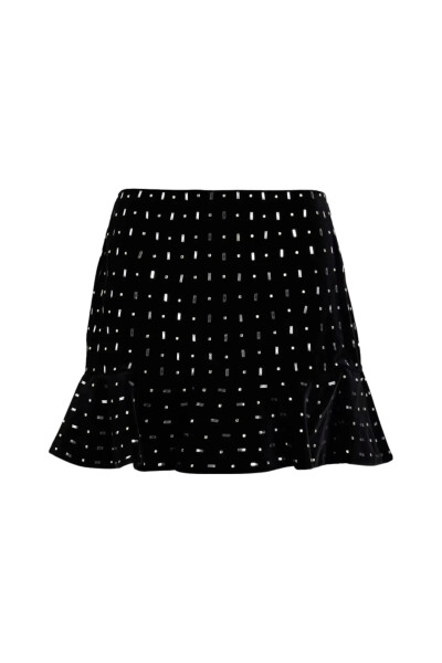 Image of Valentino Black embellished fluted cotton-velvet shorts