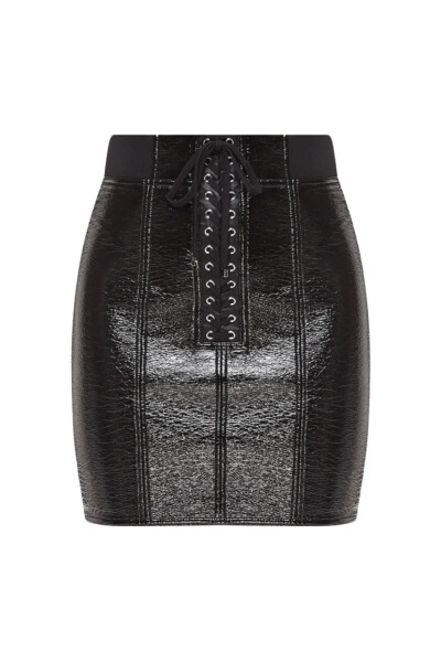 Image of Dolce & Gabbana Black mini skirt with corset lacing
