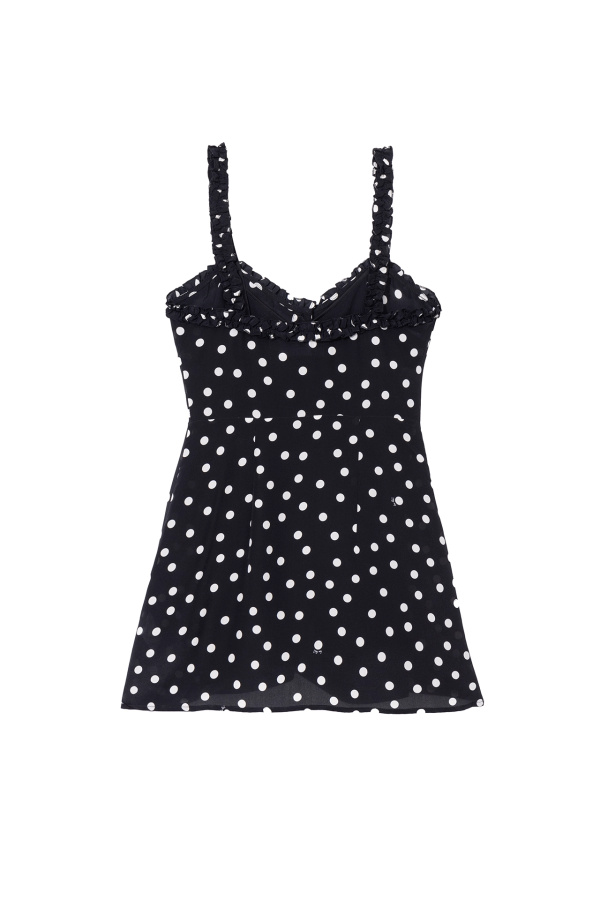 Realisation Black-white Polka-dot Silk Mini Dress Black and white