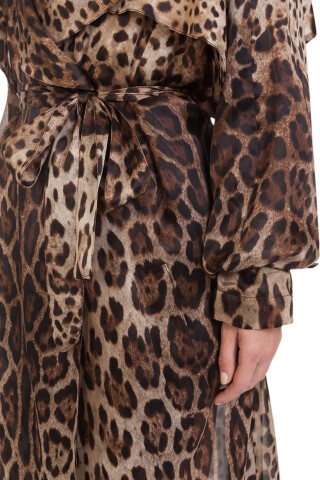 Dolce & Gabbana Leopard print trench coat Brown