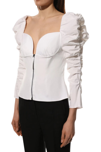 Image 3 of Carolina Herrera White cotton blouse with zipper