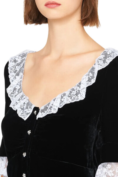 Image 4 of Miu Miu Black velvet dress with lace