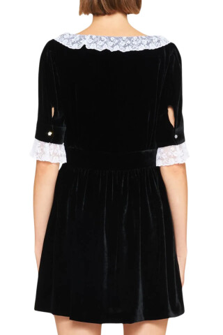 Miu Miu Black velvet dress with lace Black