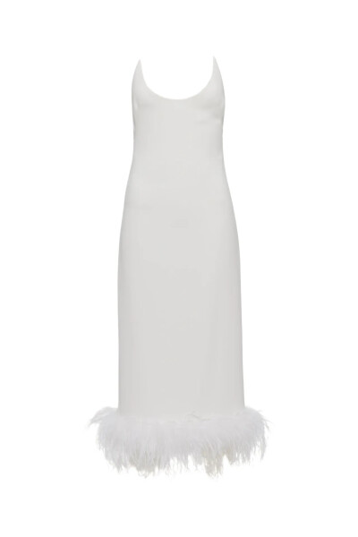 Image 1 of Miu Miu White stretch cady dress with feathers