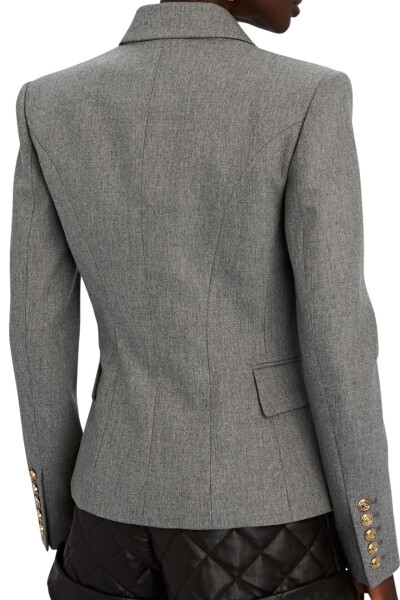 Image 4 of Balmain Grey Double-Breasted Flannel Blazer