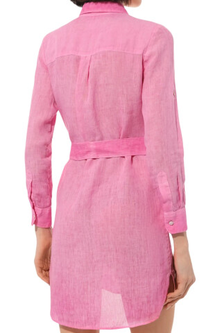 120% LINO Pink linen dress Pink