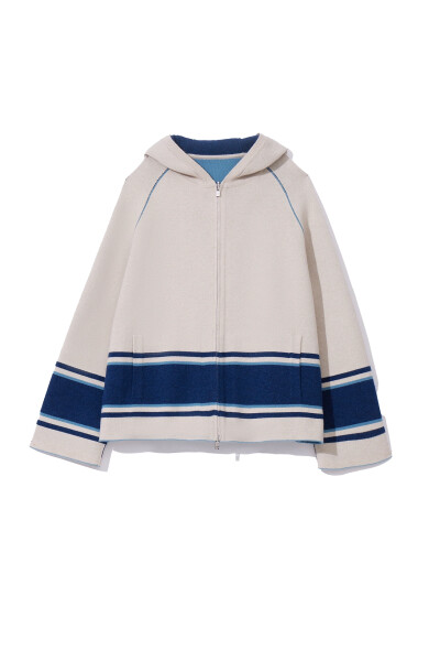 Image of Loro Piana Double-sided zip-up hoodies beige with blue