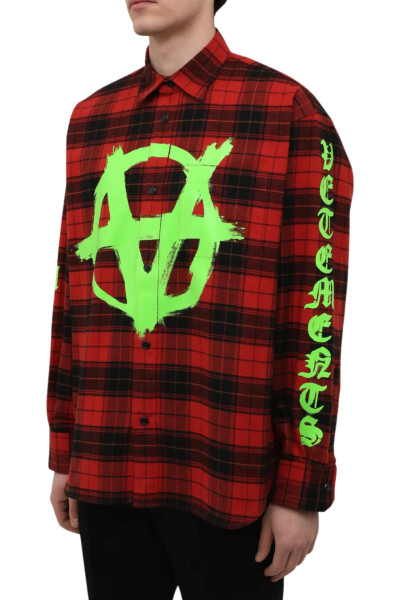 Image 3 of Vetements Red Cotton Plaid Shirt