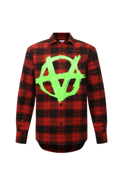Image of Vetements Red Cotton Plaid Shirt