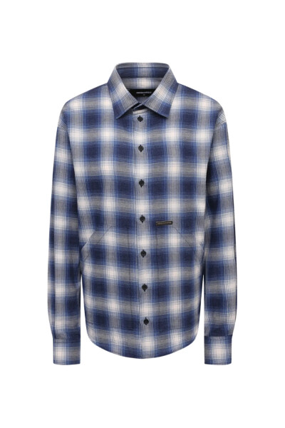 Image of Dsquared2 Blue patterned cotton shirt