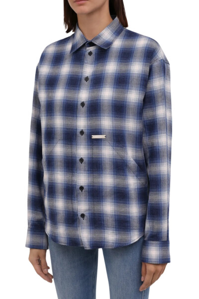 Image 3 of Dsquared2 Blue patterned cotton shirt