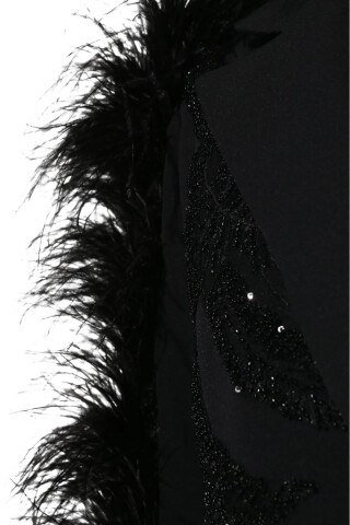 LOULOU Black jacket with feather trim Black