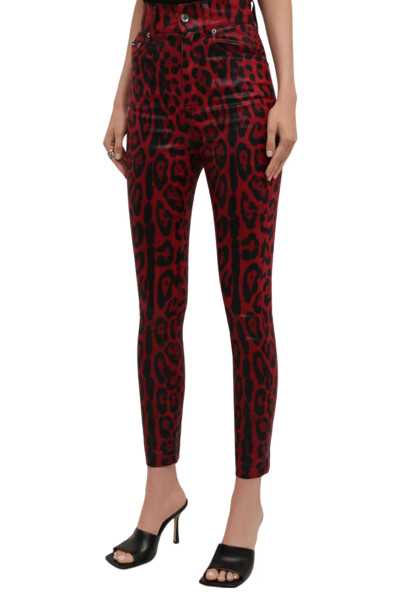 Image 3 of Dolce & Gabbana Red jeans with leopard print