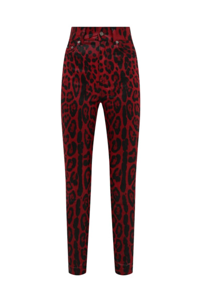 Image of Dolce & Gabbana Red jeans with leopard print