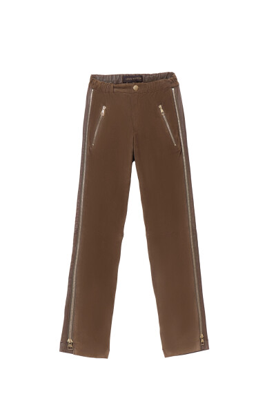 Image of Louis Vuitton Khaki leather pants