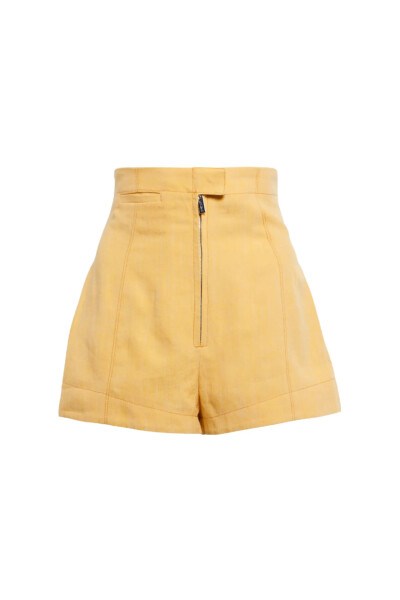 Image of Jacquemus Yellow Le Short Areia high-rise linen-blend shorts