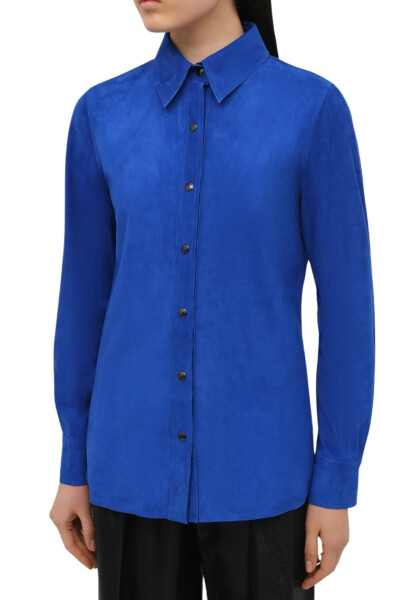 Image 3 of Tom Ford Blue suede shirt